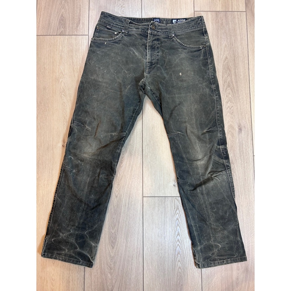 Kuhl Mens 34x32 Vintage Patina Dye Articulated Knee Stretch Pants Dark Olive
